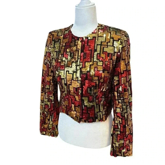 Hobby Horse Fully Sequined Jacket Red, Orange and Gold - Picture 1 of 7